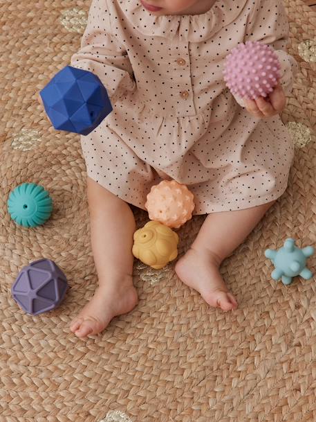 Lot de 8 balles sensorielles jaune+multicolore - vertbaudet enfant 
