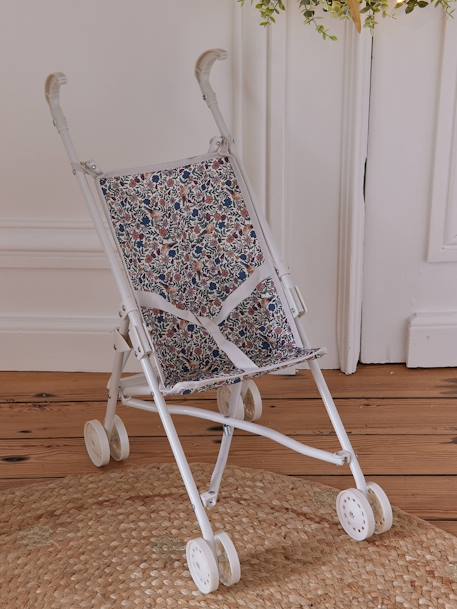 Rieten kinderwagen voor pop blauw+ecru+geel+groen+wit - vertbaudet enfant 