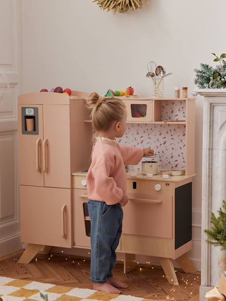 Grande cuisine en bois FSC® équipée rose - vertbaudet enfant 