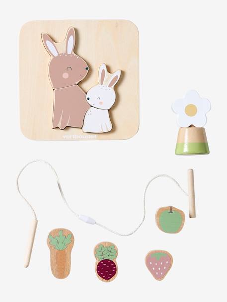 Coffret 3 jeux d'éveil en bois FSC® rose - vertbaudet enfant 
