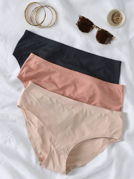 Lot de 3 culottes de grossesse sans coutures en microfibre beige - vertbaudet enfant 