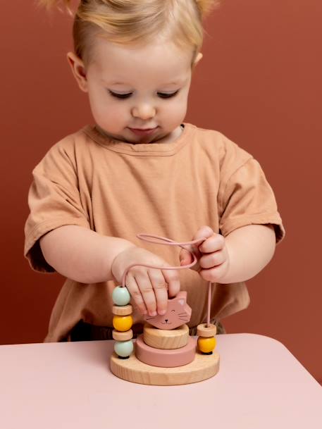 Houten kralendoolhof - TRIXIE geel+ROSE FONCE UNI+rozen - vertbaudet enfant 