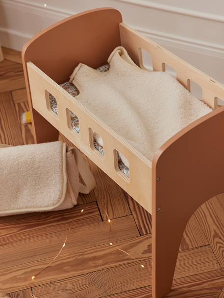 Lit poupon en bois FSC® blanc+bois - vertbaudet enfant 