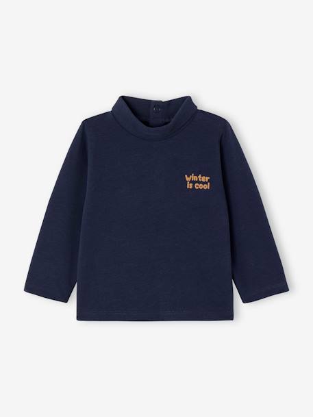 Set van 2 basic shirts met rolkraag marineblauw+vanille - vertbaudet enfant 