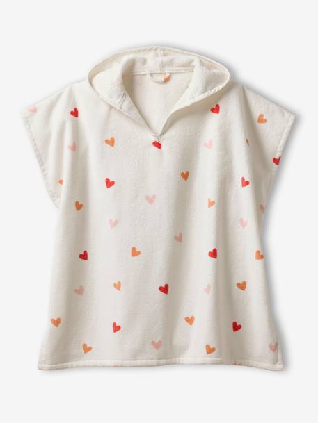 Poncho de bain enfant personnalisable COEURS, avec coton recyclé blanc imprimé - vertbaudet enfant 