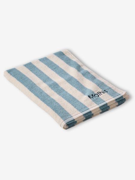 Serviette de bain rayée TRANSAT personnalisable, avec coton recyclé rayé bleu+rayé rose - vertbaudet enfant 