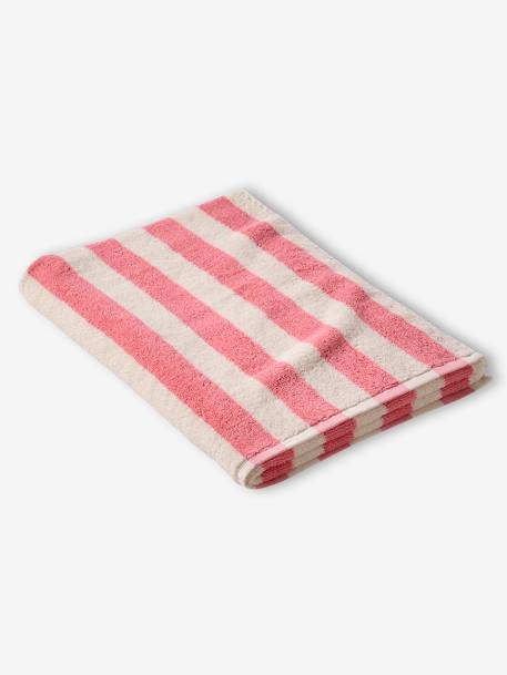 Serviette de bain rayée TRANSAT personnalisable, avec coton recyclé rayé bleu+rayé rose - vertbaudet enfant 