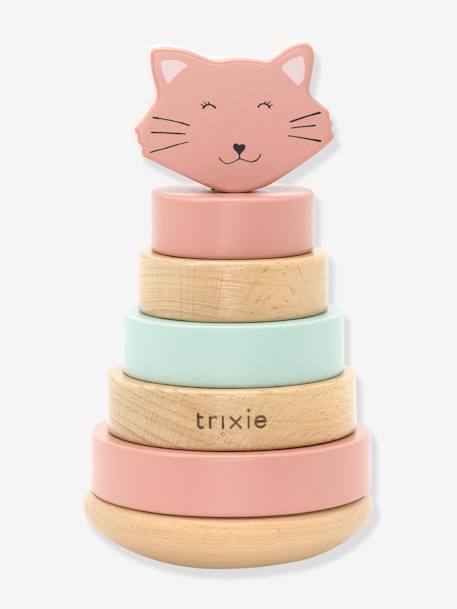 Tour à empiler en bois - jaune+orange+rose+ROSE FONCE UNI - vertbaudet enfant 