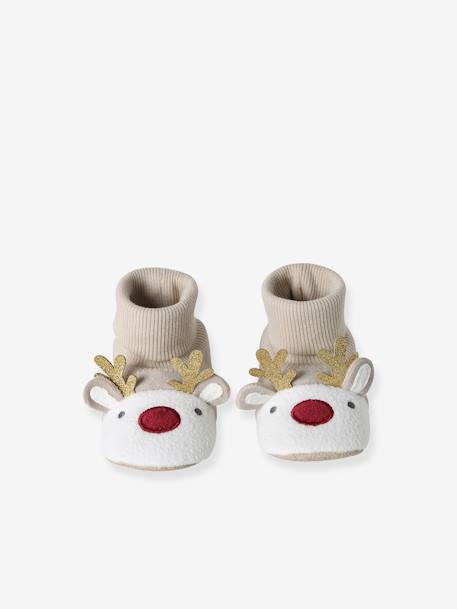 Chaussons de Noël Rennes beige - vertbaudet enfant 