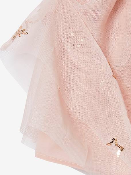 Jupe de fête fille en tulle étoiles en sequins rose poudré - vertbaudet enfant 