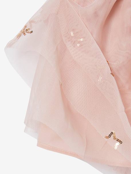 Jupe de fête fille en tulle étoiles en sequins rose poudré - vertbaudet enfant 