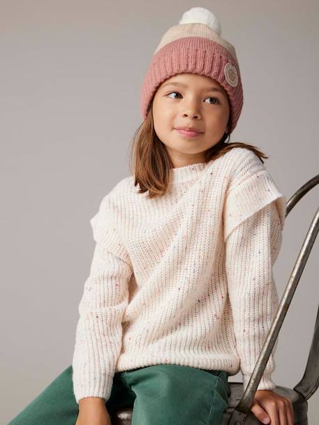 Pull maille moulinée fille vanille - vertbaudet enfant 