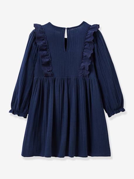 Robe fille en gaze de coton marine+vert - vertbaudet enfant 