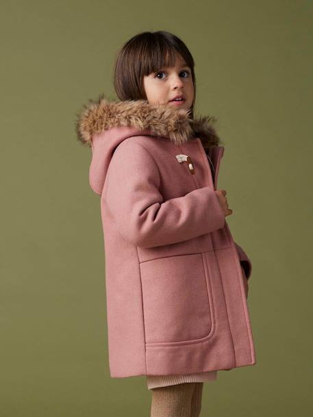 Fille-Manteau, veste-Duffle-coat à capuche fille drap de laine