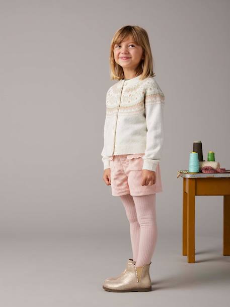 Short velours fille poches festonnées marine+rose poudré - vertbaudet enfant 