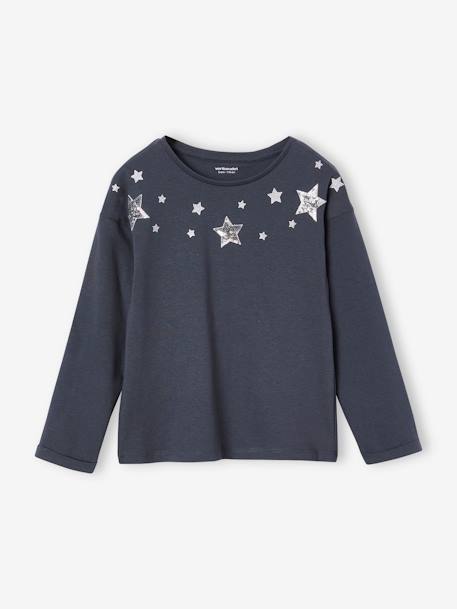 Fille-T-shirt, sous-pull-T-shirt Noël étoiles brillantes fille