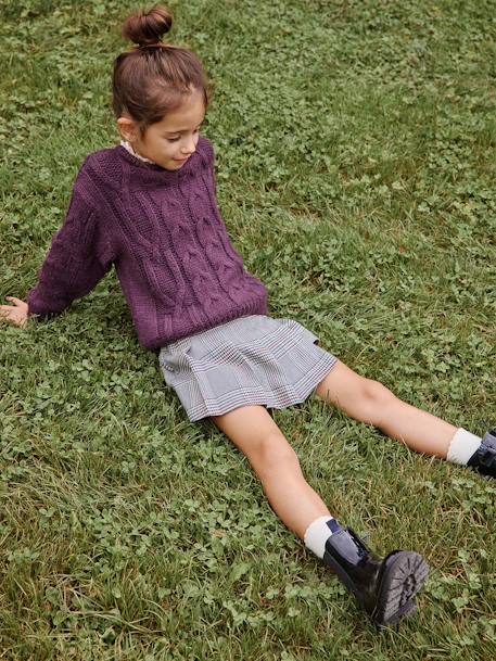 Laklaarzen met rits en elastiek meisjes bruin+ecru+marineblauw - vertbaudet enfant 