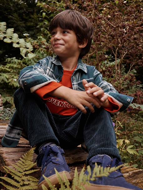 Pantalon en velours côtelé garçon facile à enfiler bleu ardoise+marine+vert sapin - vertbaudet enfant 