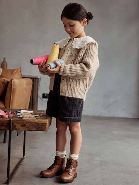 Short velours taille élastiquée anthracite - vertbaudet enfant 