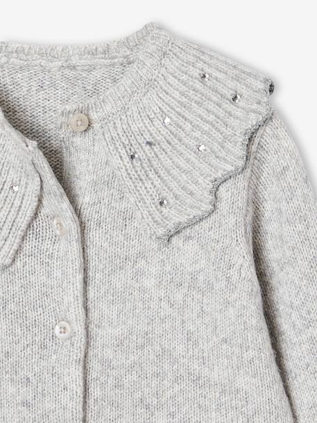 Gilet fille col à strass gris chiné - vertbaudet enfant 