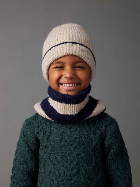Ensemble bonnet + snood + gants 'cool kids' garçon bleu grisé - vertbaudet enfant 