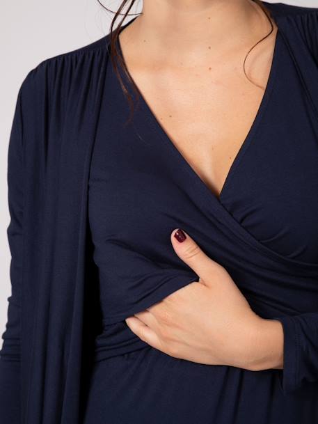 3-delige zwangerschaps- en borstvoedingsset Box homewear ENVIE DE FRAISE marineblauw+smaragdgroen - vertbaudet enfant 