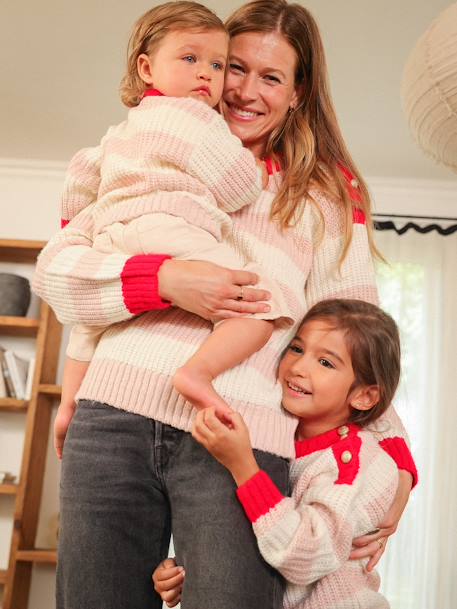 Pull à rayures matchy matchy femme capsule famille rayé rose - vertbaudet enfant 