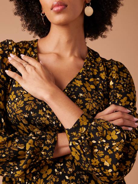 Blouse de grossesse imprimé fleurs détails irisés anthracite - vertbaudet enfant 