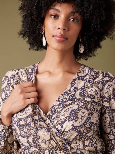 Robe de grossesse imprimée fleurs fil brillant marine - vertbaudet enfant 