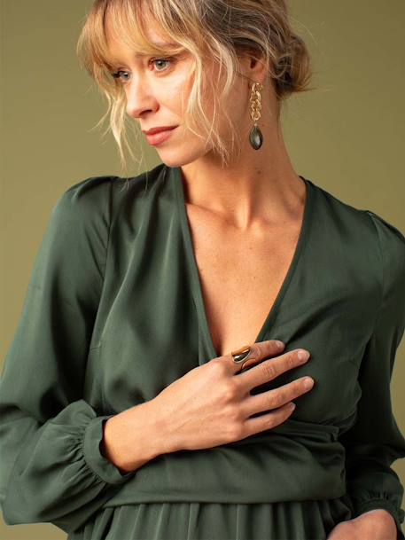 Gekruiste zwangerschapsjurk met wikkelhals Envie de Fraise dennen+marineblauw - vertbaudet enfant 