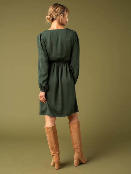 Robe cache coeur de grossesse marine+vert sapin - vertbaudet enfant 