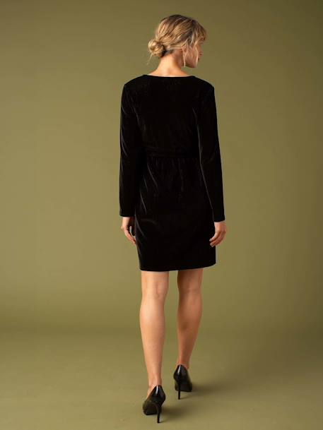 Robe de grossesse effet cache-coeur en velours noir - vertbaudet enfant 