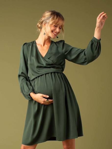 Robe cache coeur de grossesse marine+vert sapin - vertbaudet enfant 
