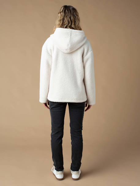 Sweat zippé en sherpa évolutif avec protège bébé écru+noir - vertbaudet enfant 