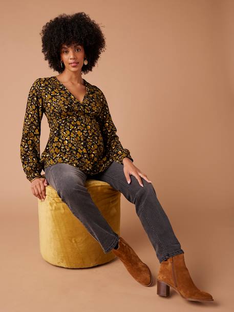 Blouse de grossesse imprimé fleurs détails irisés anthracite - vertbaudet enfant 