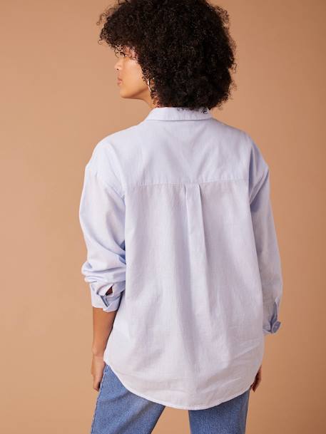 Chemise rayée grossesse et allaitement en coton bio blanc - vertbaudet enfant 