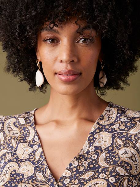 Robe de grossesse imprimée fleurs fil brillant marine - vertbaudet enfant 