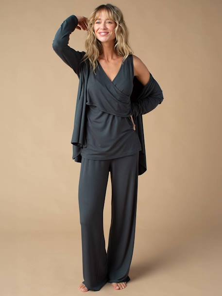 3-delige zwangerschaps- en borstvoedingsset Box homewear ENVIE DE FRAISE marineblauw+smaragdgroen - vertbaudet enfant 