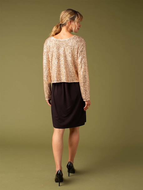 Robe grossesse évolutive 2 en 1 avec son top en sequins devant/dos noir - vertbaudet enfant 