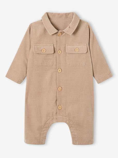 Combinaison en velours côtelé bébé beige - vertbaudet enfant 