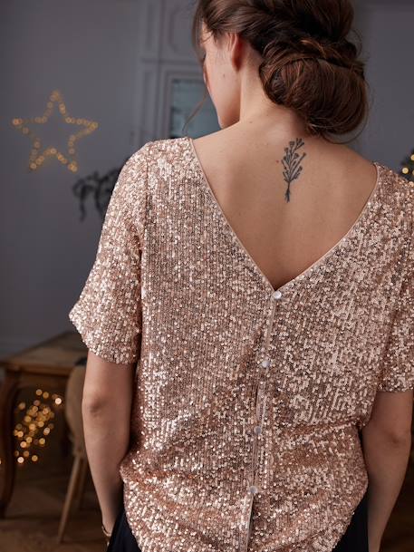 Top devant/dos en sequins grossesse or - vertbaudet enfant 