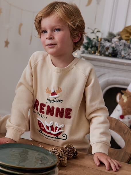 Sweat enfant 'meilleur renne de Noël' capsule famille vanille - vertbaudet enfant 
