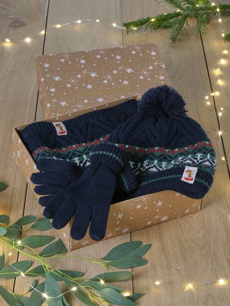 Kerstcadeauset voor jongens muts + sjaal + handschoenen dennen - vertbaudet enfant 