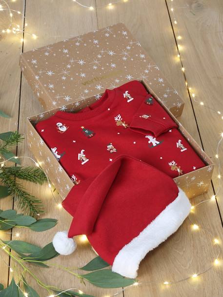 Coffret Noël sweat et bonnet bébé rouge - vertbaudet enfant 
