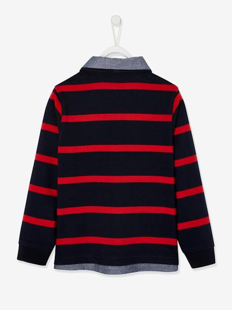 Polo rayé garçon effet 2 en 1. bleu foncé+marine+rayé rouge+ROUGE FONCE UNI AVEC DECOR+vert anglais - vertbaudet enfant 