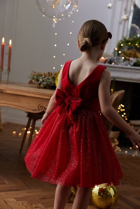 Robe Noël fille en velours et tulle brillant rouge+vert émeraude - vertbaudet enfant 