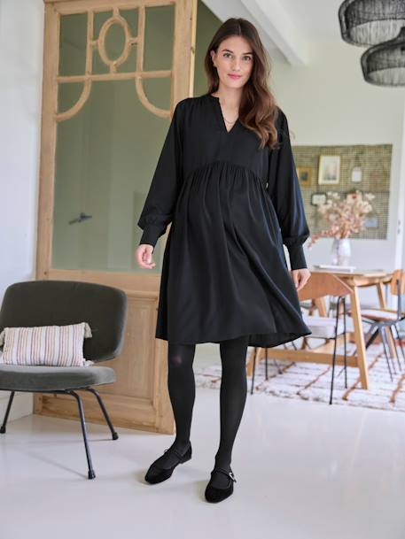 Robe courte de grossesse bleu imprimé+noir - vertbaudet enfant 