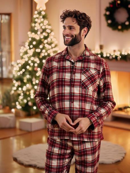 Pyjama Noël homme flanelle carreaux rouge - vertbaudet enfant 