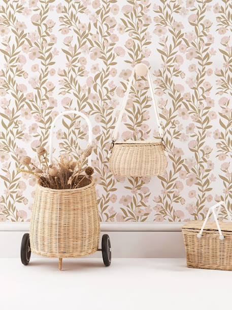 Papier peint guirlande de fleurs rose - vertbaudet enfant 