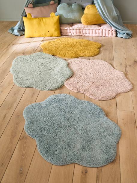 Tapis Nuage éponge bleu grisé+cannelle+écru+moutarde+rose poudré+vert sauge - vertbaudet enfant 